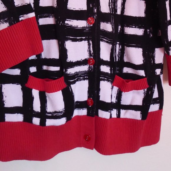 Knit Red/Black/White Cardigan - medium - Picture 4 of 4